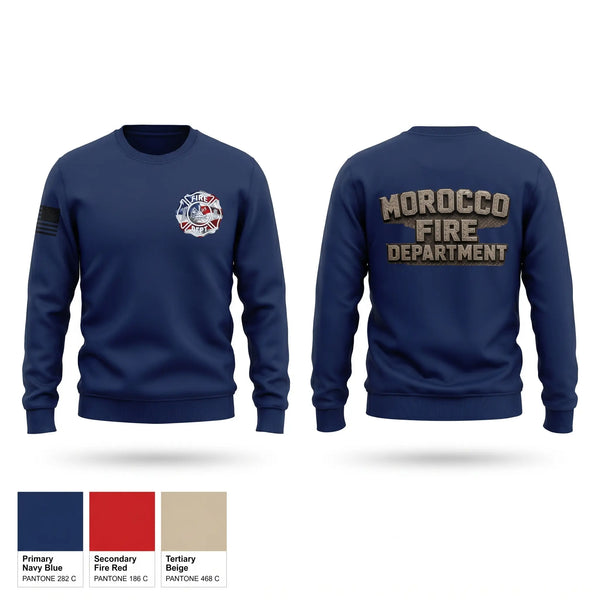 Crew Neck Sweatshirt, Morocco Fire Department, Fire Department, Teamtime, Team time, sublimation, custom sports apparel, team uniforms, spirit wear, spiritwear, sports uniforms, custom shirts, team store, custom team store, fundraiser sports, apparel fundraiser