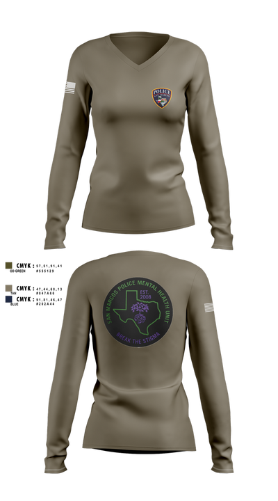 SMPD Mental Health Unit 50608252 Women's Long Sleeve V-neck Shirt - 4