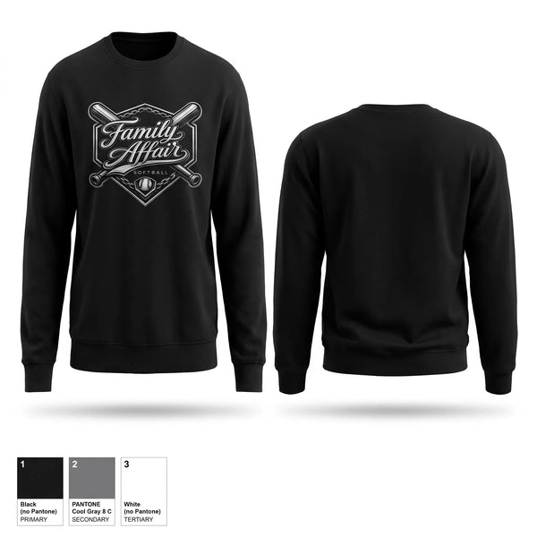 Crew Neck Sweatshirt, Family affair, Softball, Teamtime, Team time, sublimation, custom sports apparel, team uniforms, spirit wear, spiritwear, sports uniforms, custom shirts, team store, custom team store, fundraiser sports, apparel fundraiser