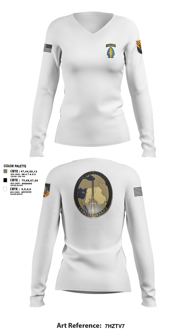 Womens Long Sleeve Vneck Shirt, 5th Special Forces Group, , Teamtime, Team time, sublimation, custom sports apparel, team uniforms, spirit wear, spiritwear, sports uniforms, custom shirts, team store, custom team store, fundraiser sports, apparel fundraiser