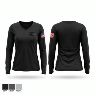 Womens Long Sleeve Vneck Shirt, CPD Local 143, Police, Teamtime, Team time, sublimation, custom sports apparel, team uniforms, spirit wear, spiritwear, sports uniforms, custom shirts, team store, custom team store, fundraiser sports, apparel fundraiser