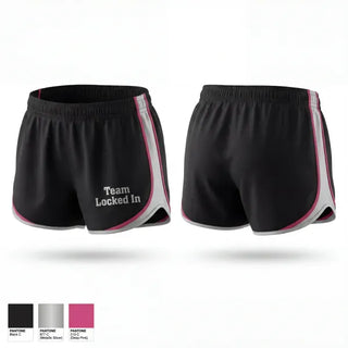 Womens Shorts, Team Locked In, Women's Basketball, Teamtime, Team time, sublimation, custom sports apparel, team uniforms, spirit wear, spiritwear, sports uniforms, custom shirts, team store, custom team store, fundraiser sports, apparel fundraiser