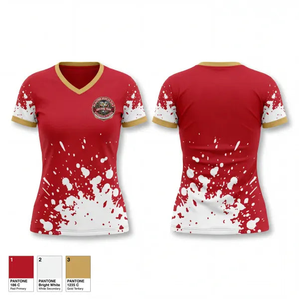 Womens Short Sleeve Vneck Shirt, BU Questrom Drinking Team, , Teamtime, Team time, sublimation, custom sports apparel, team uniforms, spirit wear, spiritwear, sports uniforms, custom shirts, team store, custom team store, fundraiser sports, apparel fundraiser