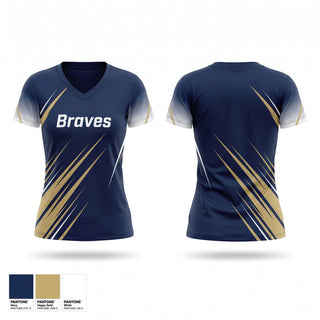 Womens Short Sleeve Vneck Shirt, Braves, Softball, Teamtime, Team time, sublimation, custom sports apparel, team uniforms, spirit wear, spiritwear, sports uniforms, custom shirts, team store, custom team store, fundraiser sports, apparel fundraiser