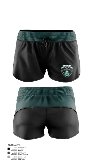Womens Shorts, Base Invaders, Softball, Teamtime, Team time, sublimation, custom sports apparel, team uniforms, spirit wear, spiritwear, sports uniforms, custom shirts, team store, custom team store, fundraiser sports, apparel fundraiser