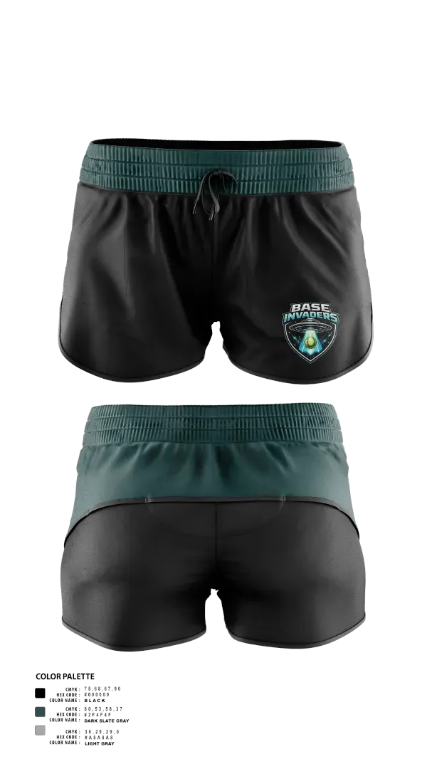 Womens Shorts, Base Invaders, Softball, Teamtime, Team time, sublimation, custom sports apparel, team uniforms, spirit wear, spiritwear, sports uniforms, custom shirts, team store, custom team store, fundraiser sports, apparel fundraiser