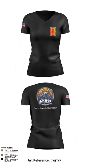 Womens Short Sleeve Vneck Shirt, Honey Badgers / 30X, Army, Teamtime, Team time, sublimation, custom sports apparel, team uniforms, spirit wear, spiritwear, sports uniforms, custom shirts, team store, custom team store, fundraiser sports, apparel fundraiser