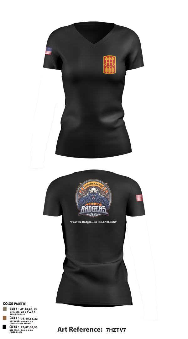 Womens Short Sleeve Vneck Shirt, Honey Badgers / 30X, Army, Teamtime, Team time, sublimation, custom sports apparel, team uniforms, spirit wear, spiritwear, sports uniforms, custom shirts, team store, custom team store, fundraiser sports, apparel fundraiser