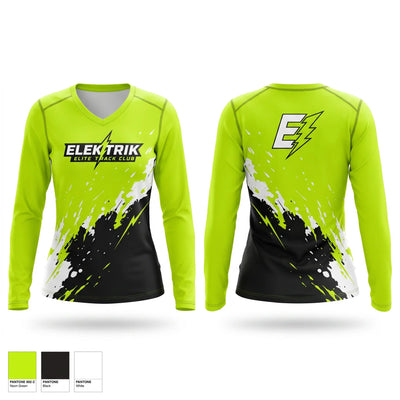 ELEKTRIK ELITE TRACK CLUB Women's Long Sleeve V-neck Shirt - 1