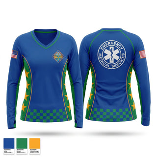 Womens Long Sleeve Vneck Shirt, Southern Berkshire ambulance, EMS/EMT, Teamtime, Team time, sublimation, custom sports apparel, team uniforms, spirit wear, spiritwear, sports uniforms, custom shirts, team store, custom team store, fundraiser sports, apparel fundraiser
