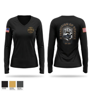 Womens Long Sleeve Vneck Shirt, Temple Station, Police, Teamtime, Team time, sublimation, custom sports apparel, team uniforms, spirit wear, spiritwear, sports uniforms, custom shirts, team store, custom team store, fundraiser sports, apparel fundraiser