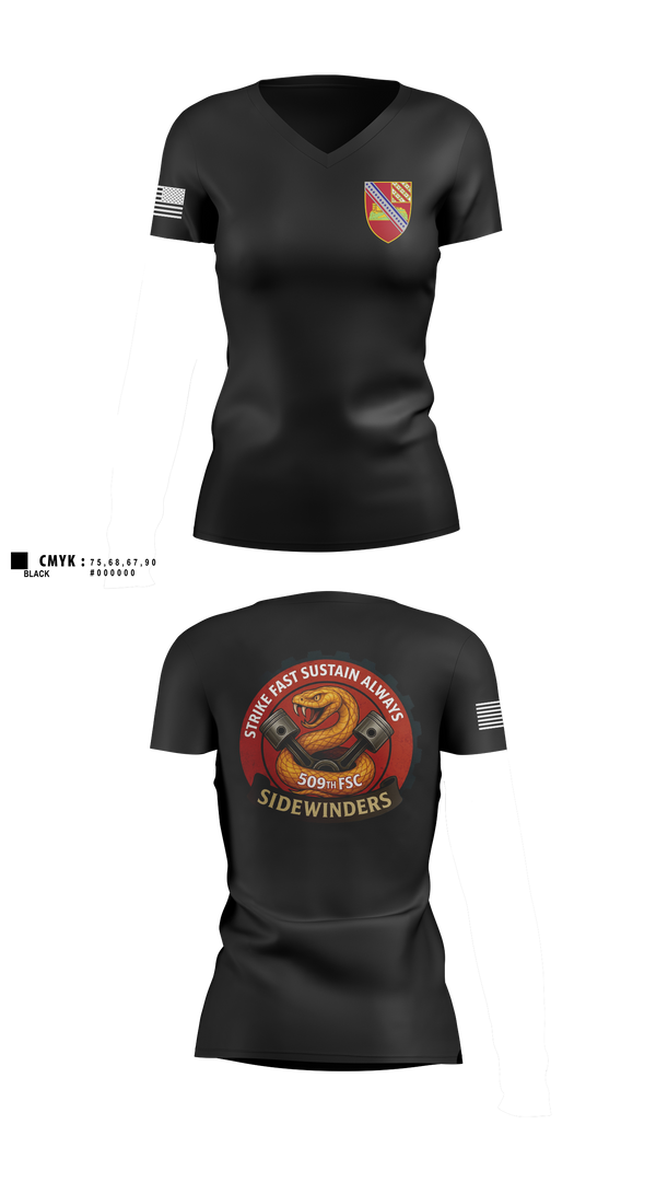 Womens Short Sleeve Vneck Shirt, 509th FSC, Army, Teamtime, Team time, sublimation, custom sports apparel, team uniforms, spirit wear, spiritwear, sports uniforms, custom shirts, team store, custom team store, fundraiser sports, apparel fundraiser