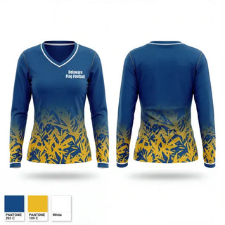 Womens Long Sleeve Vneck Shirt, Delaware Flag Football, , Teamtime, Team time, sublimation, custom sports apparel, team uniforms, spirit wear, spiritwear, sports uniforms, custom shirts, team store, custom team store, fundraiser sports, apparel fundraiser