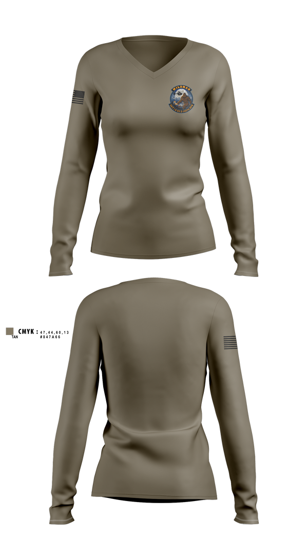Womens Long Sleeve Vneck Shirt, 3-140th, National Guard, Teamtime, Team time, sublimation, custom sports apparel, team uniforms, spirit wear, spiritwear, sports uniforms, custom shirts, team store, custom team store, fundraiser sports, apparel fundraiser