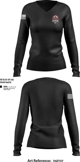 Womens Long Sleeve Vneck Shirt, The Nightmare, , Teamtime, Team time, sublimation, custom sports apparel, team uniforms, spirit wear, spiritwear, sports uniforms, custom shirts, team store, custom team store, fundraiser sports, apparel fundraiser