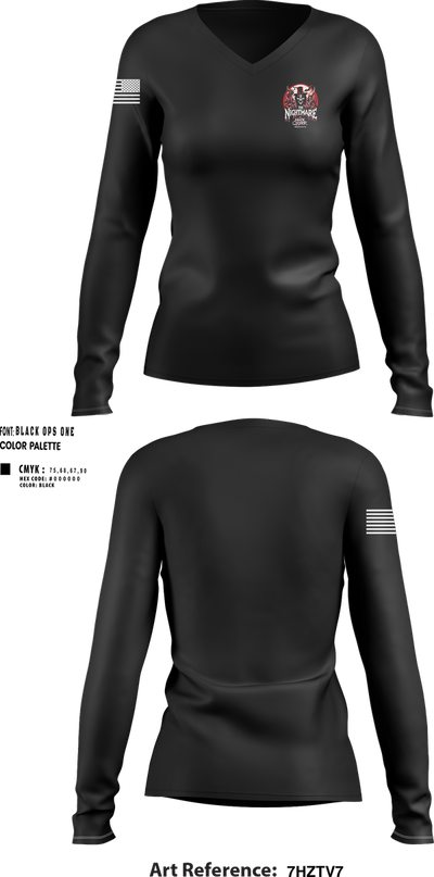 The Nightmare 34301444 Women's Long Sleeve V-neck Shirt - 5