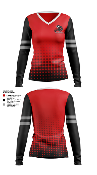 Womens Long Sleeve Vneck Shirt, Suitland Rams, , Teamtime, Team time, sublimation, custom sports apparel, team uniforms, spirit wear, spiritwear, sports uniforms, custom shirts, team store, custom team store, fundraiser sports, apparel fundraiser