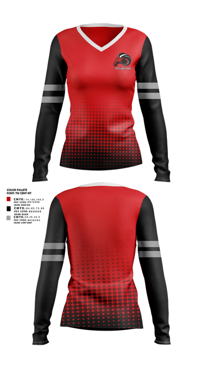 Suitland Rams 59741990 Women's Long Sleeve V-neck Shirt - 1