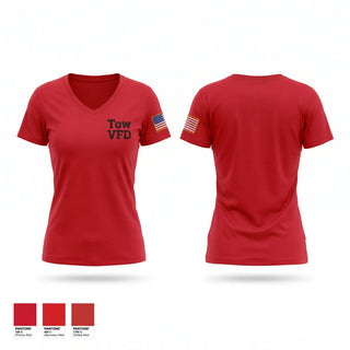 Womens Short Sleeve Vneck Shirt, Tow VFD, Fire Department, Teamtime, Team time, sublimation, custom sports apparel, team uniforms, spirit wear, spiritwear, sports uniforms, custom shirts, team store, custom team store, fundraiser sports, apparel fundraiser