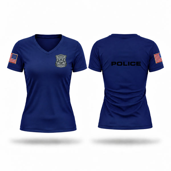 Womens Short Sleeve Vneck Shirt, Ferndale Police Department, Police, Teamtime, Team time, sublimation, custom sports apparel, team uniforms, spirit wear, spiritwear, sports uniforms, custom shirts, team store, custom team store, fundraiser sports, apparel fundraiser