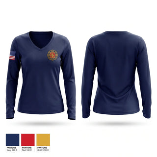 Womens Long Sleeve Vneck Shirt, RED HILL FIRE DEPARTMENT, Fire Department, Teamtime, Team time, sublimation, custom sports apparel, team uniforms, spirit wear, spiritwear, sports uniforms, custom shirts, team store, custom team store, fundraiser sports, apparel fundraiser