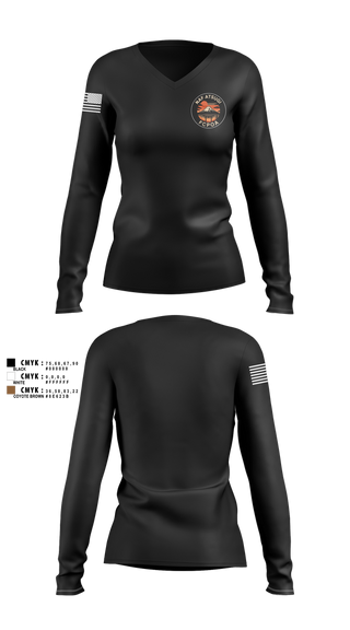 Womens Long Sleeve Vneck Shirt, NAF ATSUGI FCPOA, Navy, Teamtime, Team time, sublimation, custom sports apparel, team uniforms, spirit wear, spiritwear, sports uniforms, custom shirts, team store, custom team store, fundraiser sports, apparel fundraiser