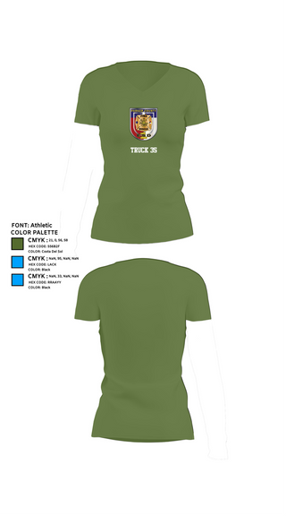 Womens Short Sleeve Vneck Shirt, Truck 35, , Teamtime, Team time, sublimation, custom sports apparel, team uniforms, spirit wear, spiritwear, sports uniforms, custom shirts, team store, custom team store, fundraiser sports, apparel fundraiser