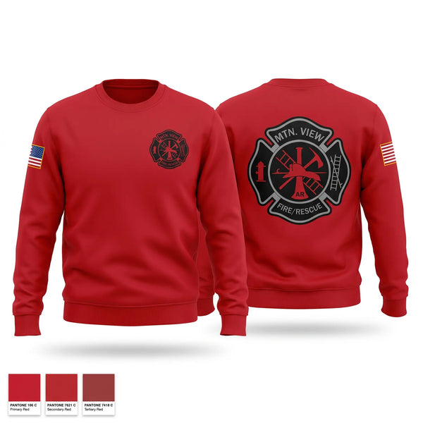 Crew Neck Sweatshirt, Mountain View Fire Department, Fire Department, Teamtime, Team time, sublimation, custom sports apparel, team uniforms, spirit wear, spiritwear, sports uniforms, custom shirts, team store, custom team store, fundraiser sports, apparel fundraiser