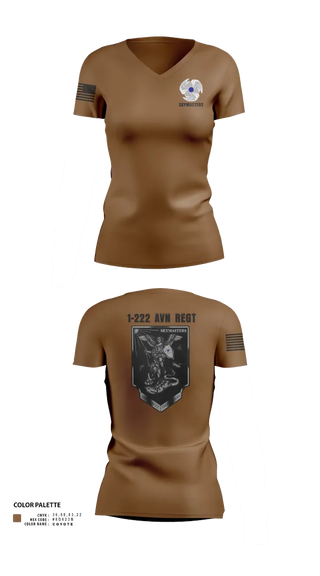 Womens Short Sleeve Vneck Shirt, 1-222 Aviaition Regiment, Army, Teamtime, Team time, sublimation, custom sports apparel, team uniforms, spirit wear, spiritwear, sports uniforms, custom shirts, team store, custom team store, fundraiser sports, apparel fundraiser