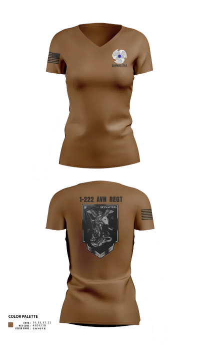 1-222 Aviaition Regiment 73134658 Women's Short Sleeve V-neck Shirt - 22