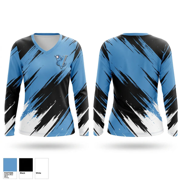 Womens Long Sleeve Vneck Shirt, Vipers, Baseball, Teamtime, Team time, sublimation, custom sports apparel, team uniforms, spirit wear, spiritwear, sports uniforms, custom shirts, team store, custom team store, fundraiser sports, apparel fundraiser
