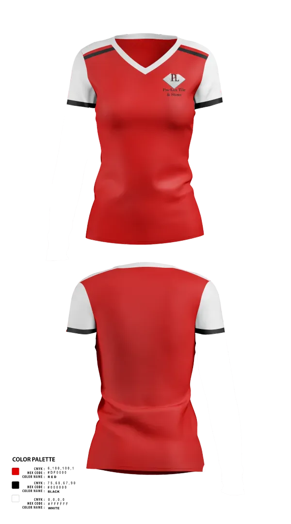 Womens Short Sleeve Vneck Shirt, Pro-Lux Tile & Stone, , Teamtime, Team time, sublimation, custom sports apparel, team uniforms, spirit wear, spiritwear, sports uniforms, custom shirts, team store, custom team store, fundraiser sports, apparel fundraiser