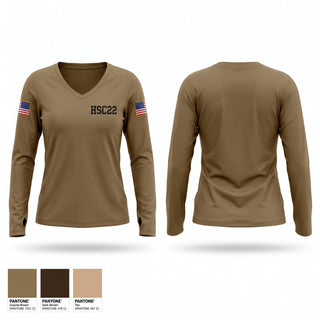 Womens Long Sleeve Vneck Shirt, HSC-22, Navy, Teamtime, Team time, sublimation, custom sports apparel, team uniforms, spirit wear, spiritwear, sports uniforms, custom shirts, team store, custom team store, fundraiser sports, apparel fundraiser