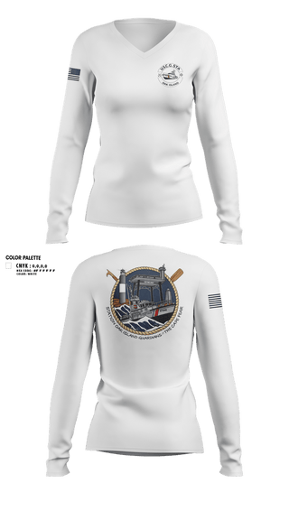Womens Long Sleeve Vneck Shirt, CG STA OAK ISLAND, Coast Guard, Teamtime, Team time, sublimation, custom sports apparel, team uniforms, spirit wear, spiritwear, sports uniforms, custom shirts, team store, custom team store, fundraiser sports, apparel fundraiser