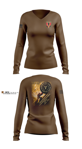 Womens Long Sleeve Vneck Shirt, D/2-43, Army, Teamtime, Team time, sublimation, custom sports apparel, team uniforms, spirit wear, spiritwear, sports uniforms, custom shirts, team store, custom team store, fundraiser sports, apparel fundraiser
