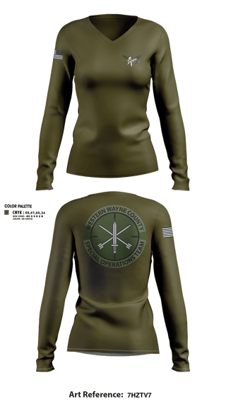 Womens Long Sleeve Vneck Shirt, Western Wayne County Special Operations Team, Police, Teamtime, Team time, sublimation, custom sports apparel, team uniforms, spirit wear, spiritwear, sports uniforms, custom shirts, team store, custom team store, fundraiser sports, apparel fundraiser
