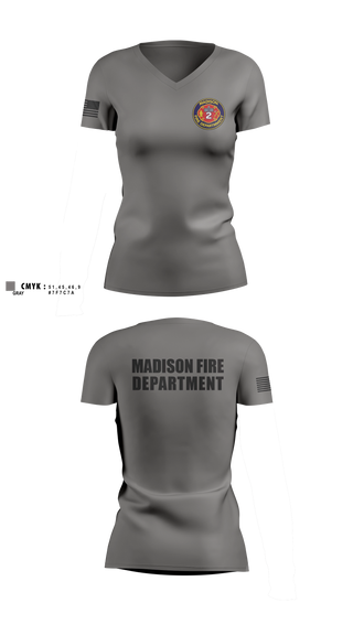 Womens Short Sleeve Vneck Shirt, Madison Fire Department, Fire Department, Teamtime, Team time, sublimation, custom sports apparel, team uniforms, spirit wear, spiritwear, sports uniforms, custom shirts, team store, custom team store, fundraiser sports, apparel fundraiser