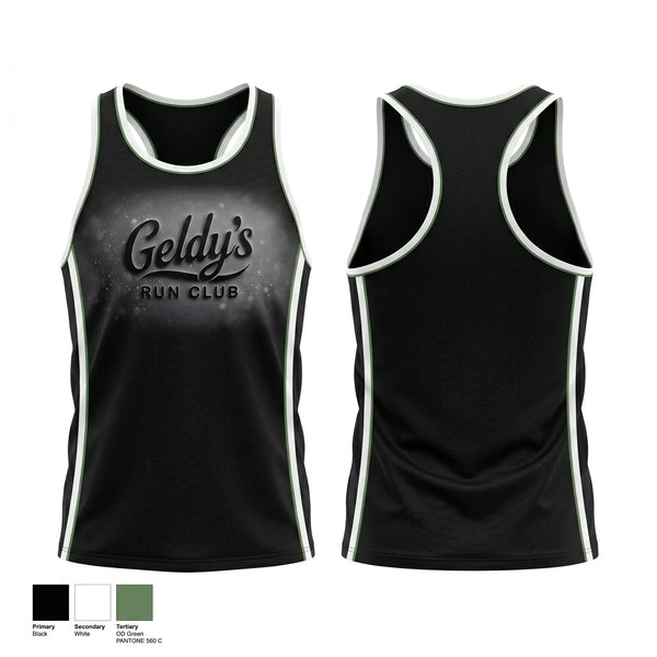 Mens Track Singlet, Geldy’s Run Club, Cross Country, Teamtime, Team time, sublimation, custom sports apparel, team uniforms, spirit wear, spiritwear, sports uniforms, custom shirts, team store, custom team store, fundraiser sports, apparel fundraiser