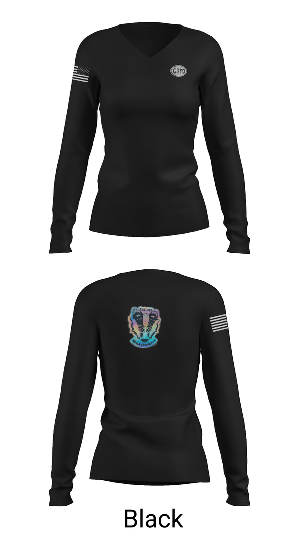 Womens Long Sleeve Vneck Shirt, 2nd plt Aco 1-16 INF, Army, Teamtime, Team time, sublimation, custom sports apparel, team uniforms, spirit wear, spiritwear, sports uniforms, custom shirts, team store, custom team store, fundraiser sports, apparel fundraiser