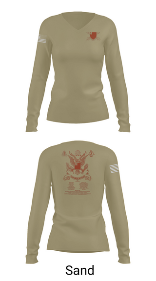 Womens Long Sleeve Vneck Shirt, 2nd Battalion 222nd Field Artillery, , Teamtime, Team time, sublimation, custom sports apparel, team uniforms, spirit wear, spiritwear, sports uniforms, custom shirts, team store, custom team store, fundraiser sports, apparel fundraiser