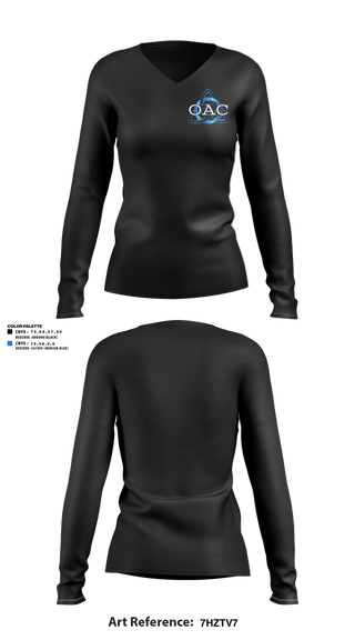 Womens Long Sleeve Vneck Shirt, OA Cheerleading, Cheer, Teamtime, Team time, sublimation, custom sports apparel, team uniforms, spirit wear, spiritwear, sports uniforms, custom shirts, team store, custom team store, fundraiser sports, apparel fundraiser