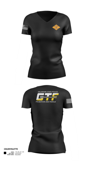 Womens Short Sleeve Vneck Shirt, Delaware GTF, Police, Teamtime, Team time, sublimation, custom sports apparel, team uniforms, spirit wear, spiritwear, sports uniforms, custom shirts, team store, custom team store, fundraiser sports, apparel fundraiser