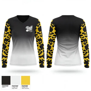 Womens Long Sleeve Vneck Shirt, Huntington Middle School Track & Field, Track & Field, Teamtime, Team time, sublimation, custom sports apparel, team uniforms, spirit wear, spiritwear, sports uniforms, custom shirts, team store, custom team store, fundraiser sports, apparel fundraiser