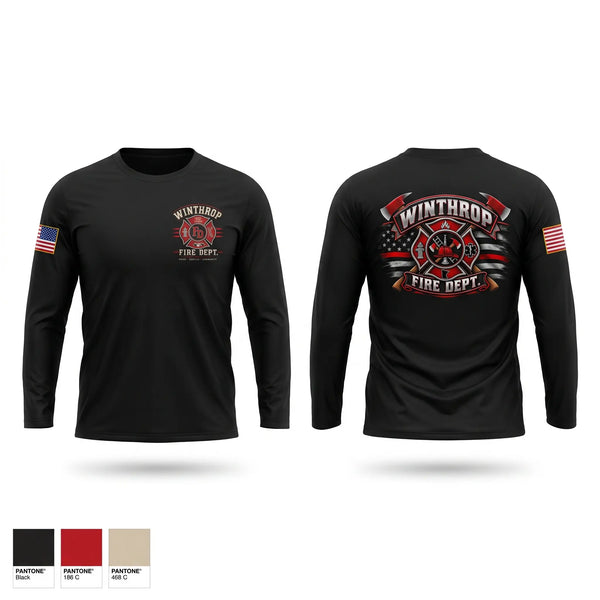 Long Sleeve Performance Shirt, Winthrop Fire Department, Fire Department, Teamtime, Team time, sublimation, custom sports apparel, team uniforms, spirit wear, spiritwear, sports uniforms, custom shirts, team store, custom team store, fundraiser sports, apparel fundraiser