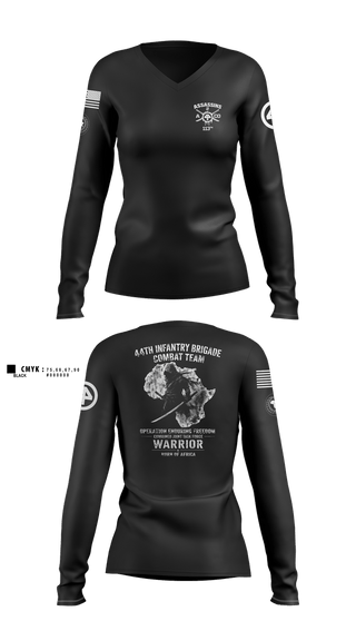 Womens Long Sleeve Vneck Shirt, 44th IBCT, Army, Teamtime, Team time, sublimation, custom sports apparel, team uniforms, spirit wear, spiritwear, sports uniforms, custom shirts, team store, custom team store, fundraiser sports, apparel fundraiser