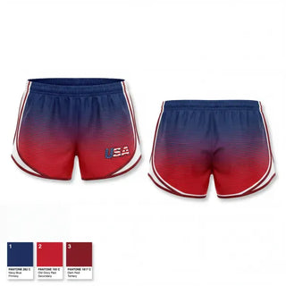 Womens Shorts, USA, Baseball, Teamtime, Team time, sublimation, custom sports apparel, team uniforms, spirit wear, spiritwear, sports uniforms, custom shirts, team store, custom team store, fundraiser sports, apparel fundraiser