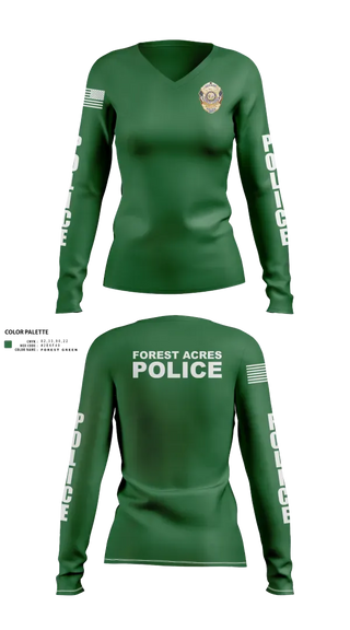Womens Long Sleeve Vneck Shirt, FOREST ACRES POLICE DEPARTMENT, Police, Teamtime, Team time, sublimation, custom sports apparel, team uniforms, spirit wear, spiritwear, sports uniforms, custom shirts, team store, custom team store, fundraiser sports, apparel fundraiser