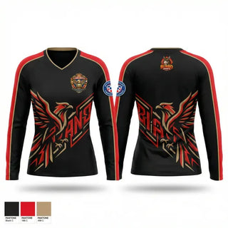 Womens Long Sleeve Vneck Shirt, Plano United, Men's Soccer, Teamtime, Team time, sublimation, custom sports apparel, team uniforms, spirit wear, spiritwear, sports uniforms, custom shirts, team store, custom team store, fundraiser sports, apparel fundraiser