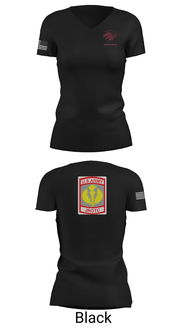 Womens Short Sleeve Vneck Shirt, Van Horn JROTC, Army, Teamtime, Team time, sublimation, custom sports apparel, team uniforms, spirit wear, spiritwear, sports uniforms, custom shirts, team store, custom team store, fundraiser sports, apparel fundraiser