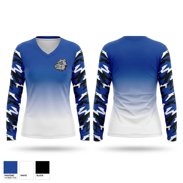 Womens Long Sleeve Vneck Shirt, Columbia Hoyas Elite, Men's Basketball, Teamtime, Team time, sublimation, custom sports apparel, team uniforms, spirit wear, spiritwear, sports uniforms, custom shirts, team store, custom team store, fundraiser sports, apparel fundraiser